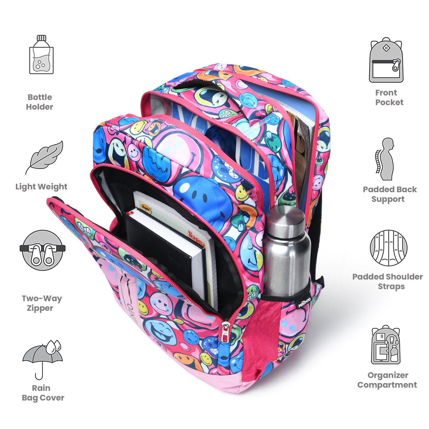 Perinto Happy Vibes Backpack PC1005 Pink