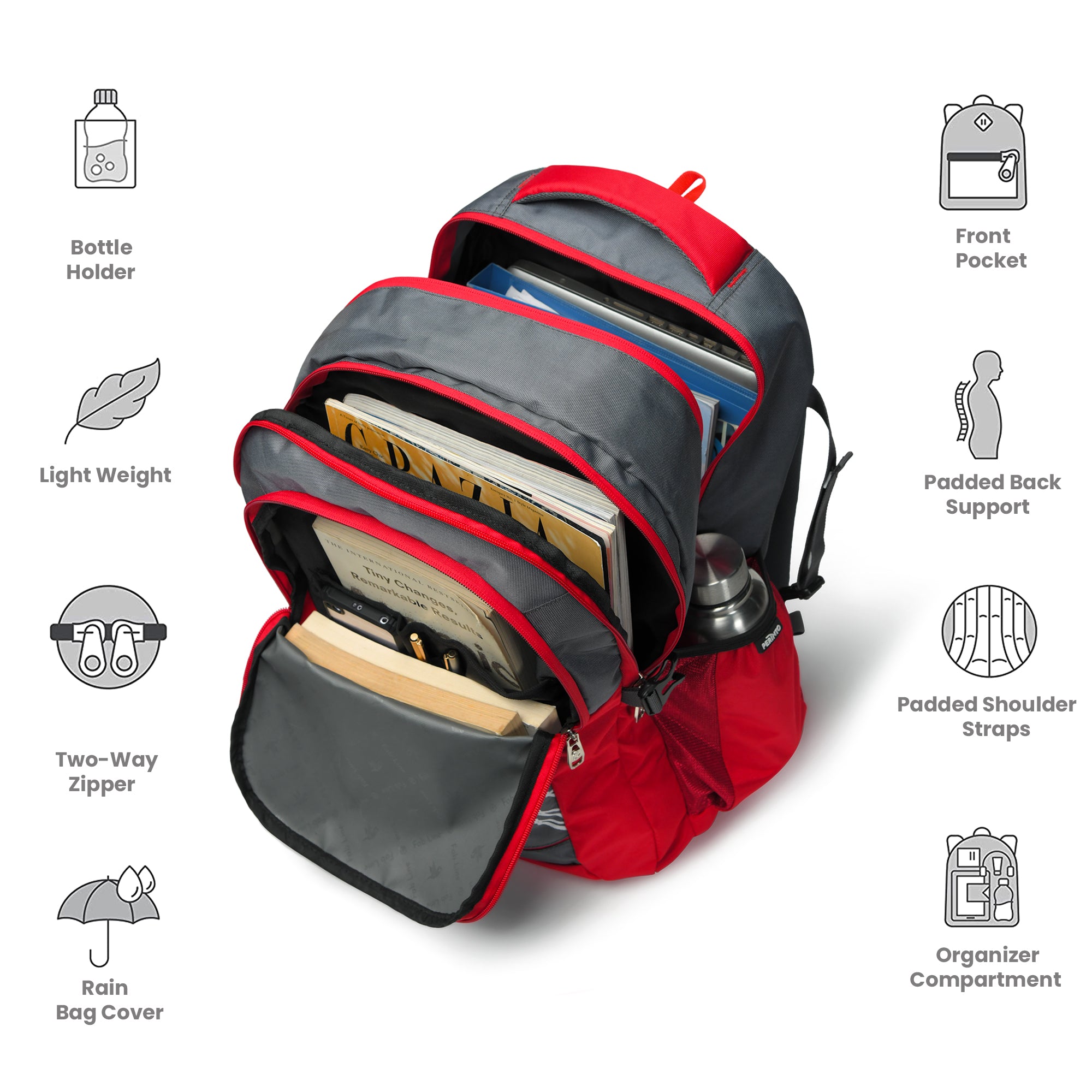 Perinto Kick 1.0 Backpack Red n Grey