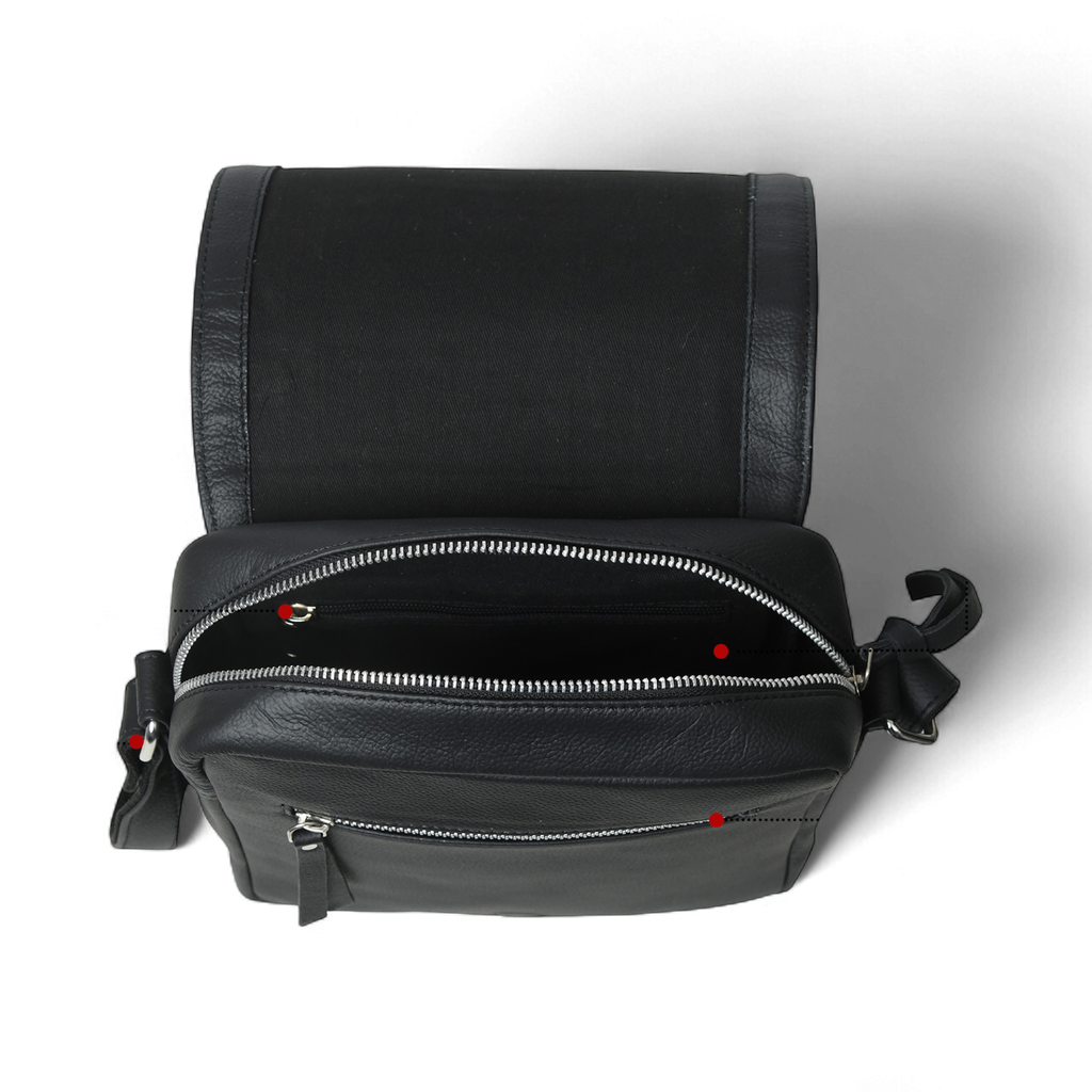 Perinto Leather Messenger Bag Black