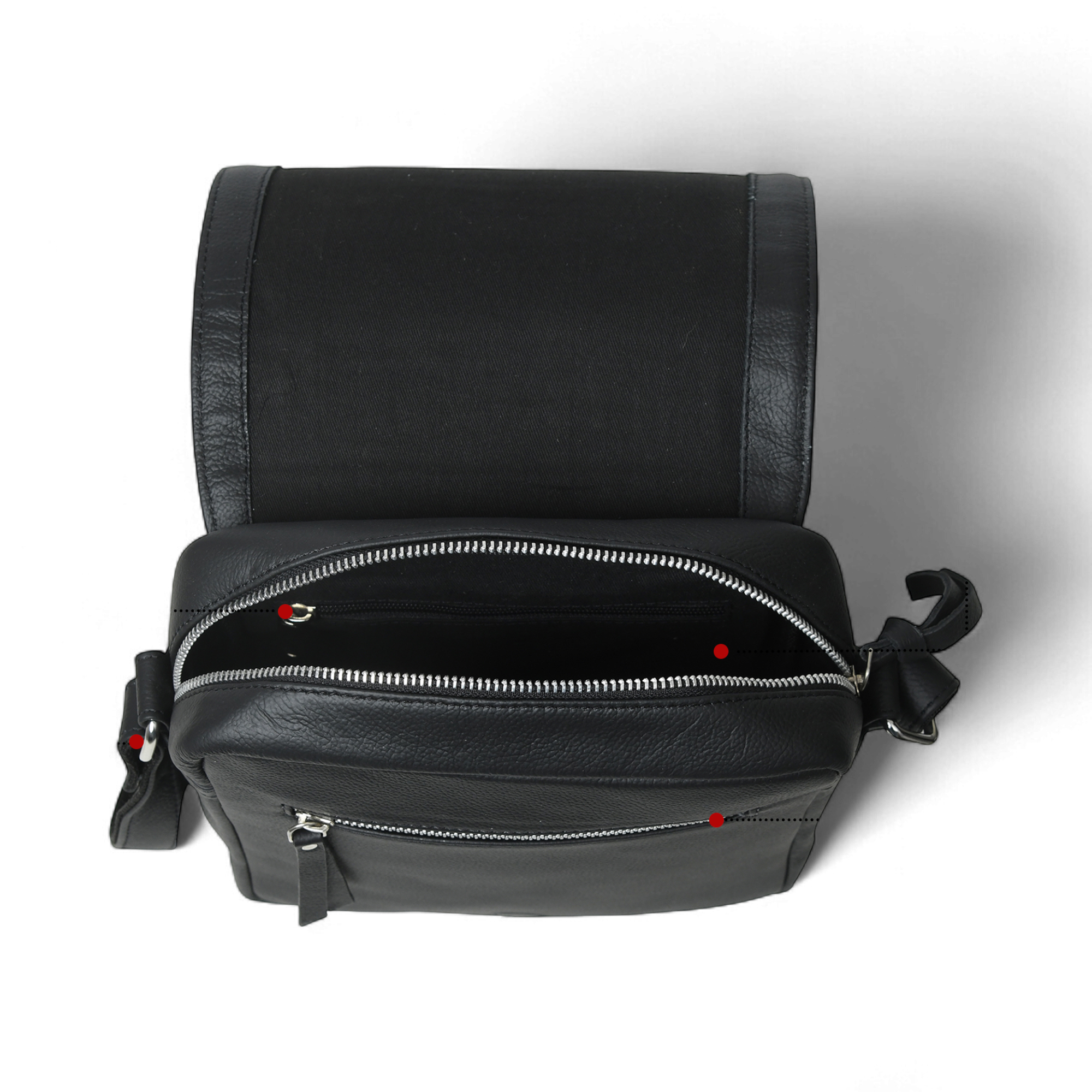 Perinto Leather Messenger Bag Black