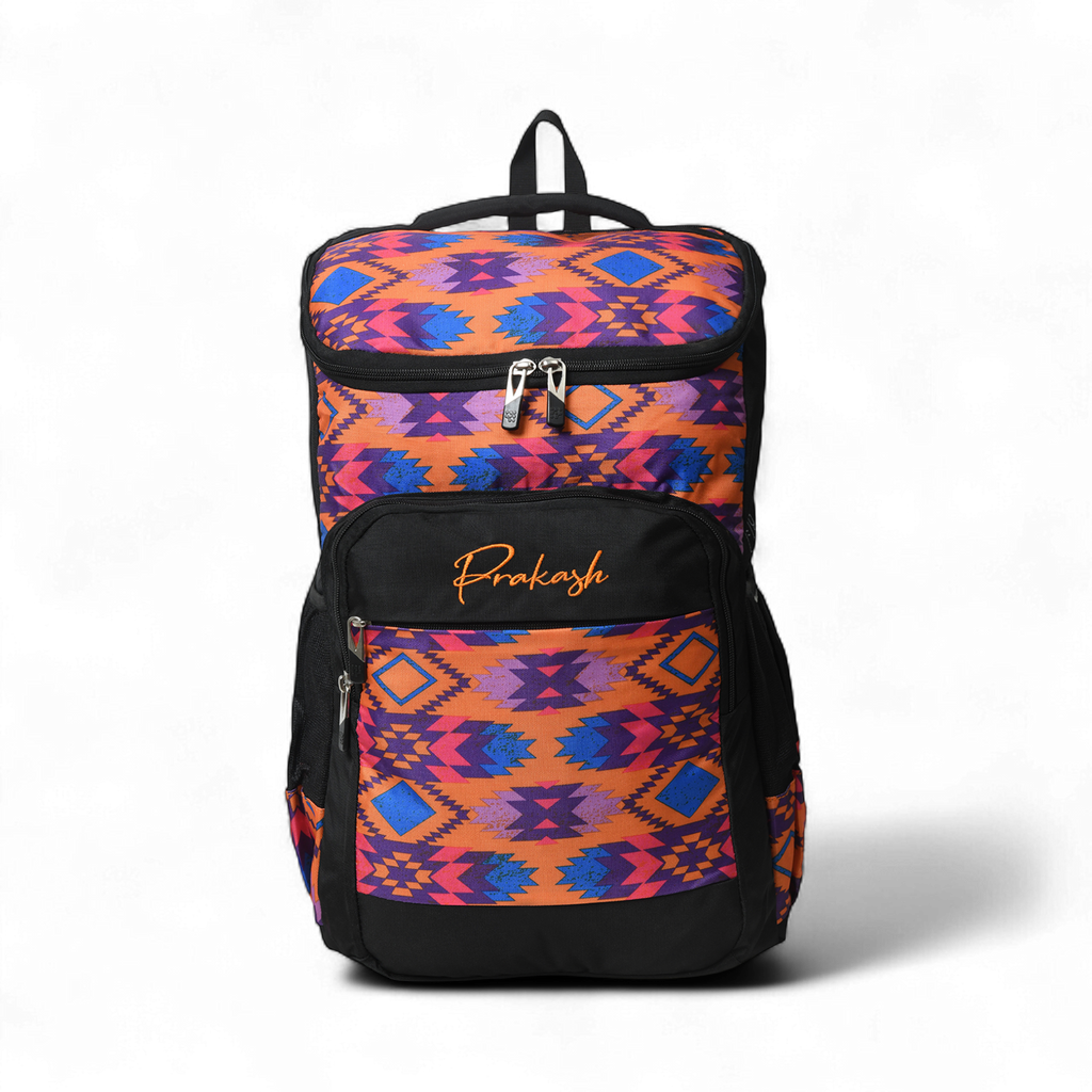 Prakash Tribal Laptop Backpack Orange