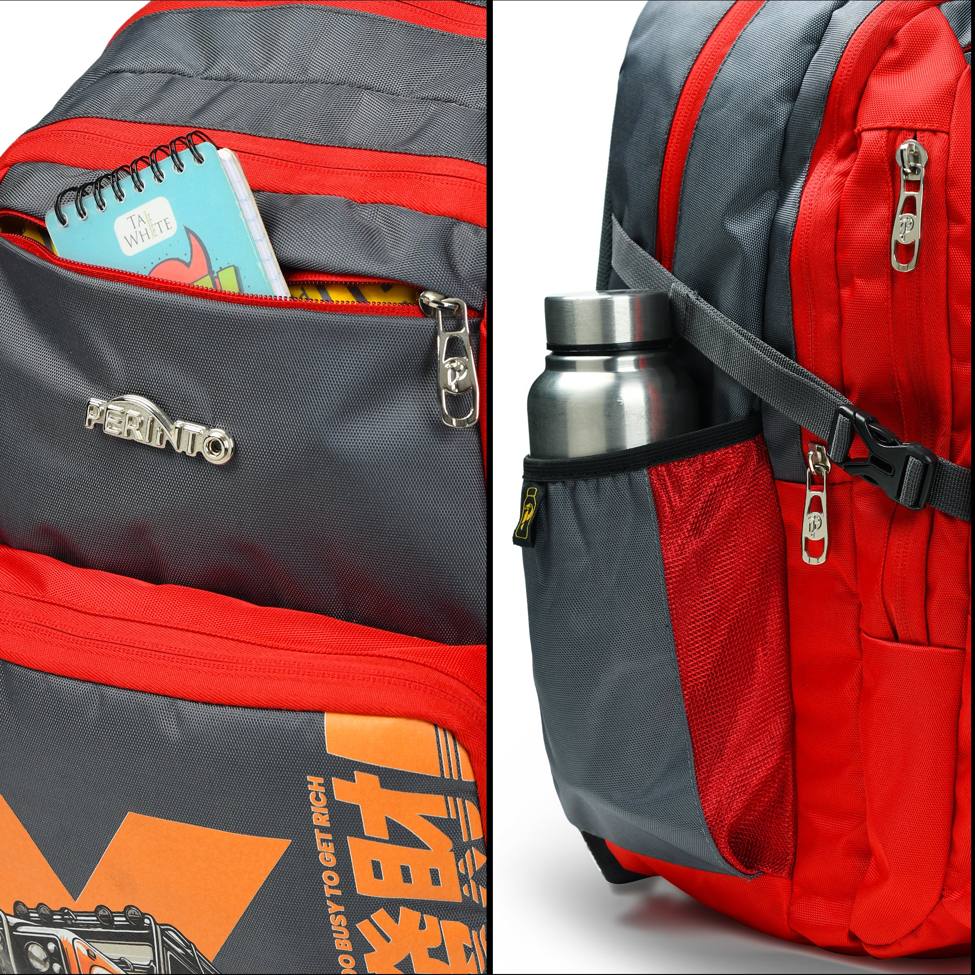 Perinto Trailblazer Backpack Red n Grey
