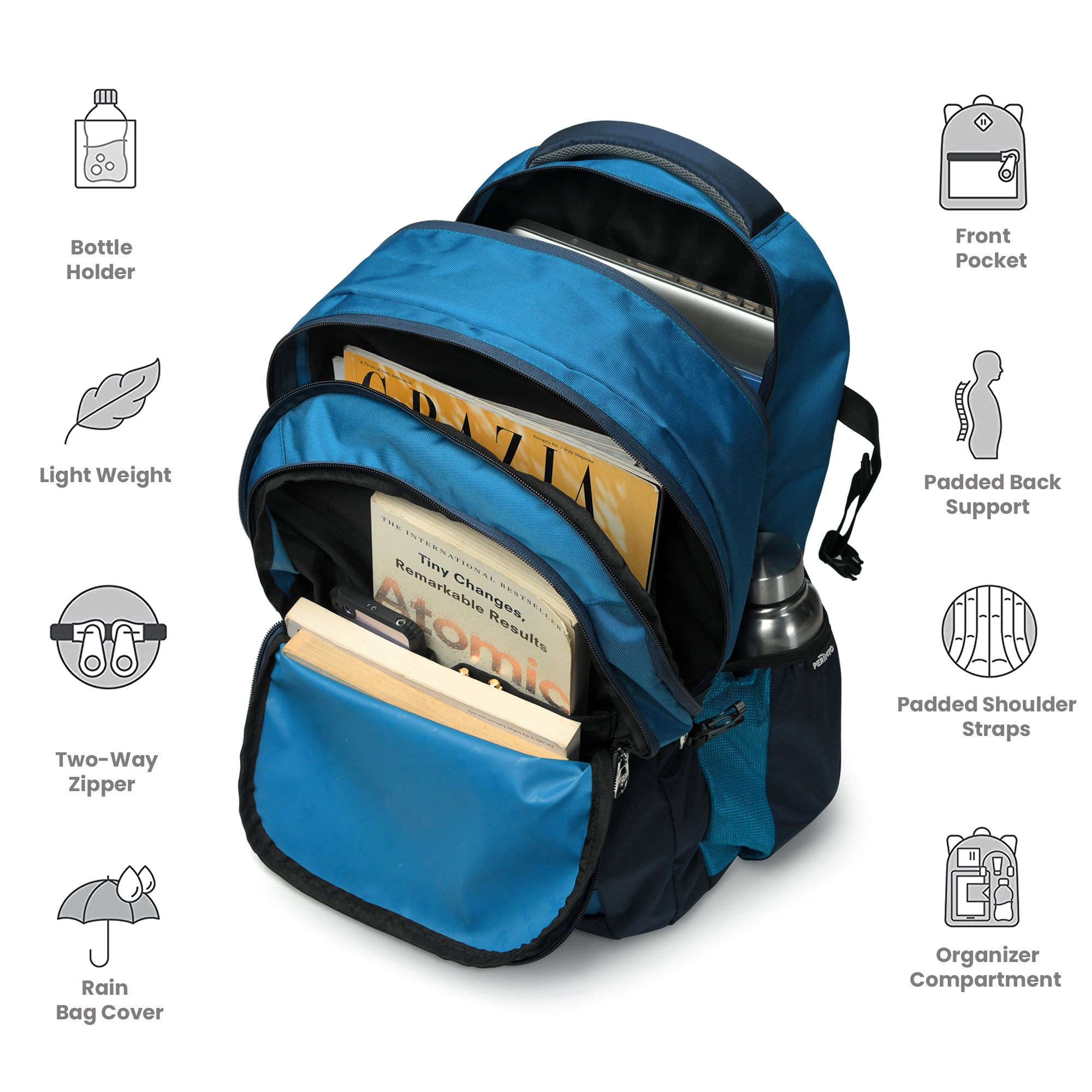 Perinto Kick 1.0 Backpack Navy n Light Blue