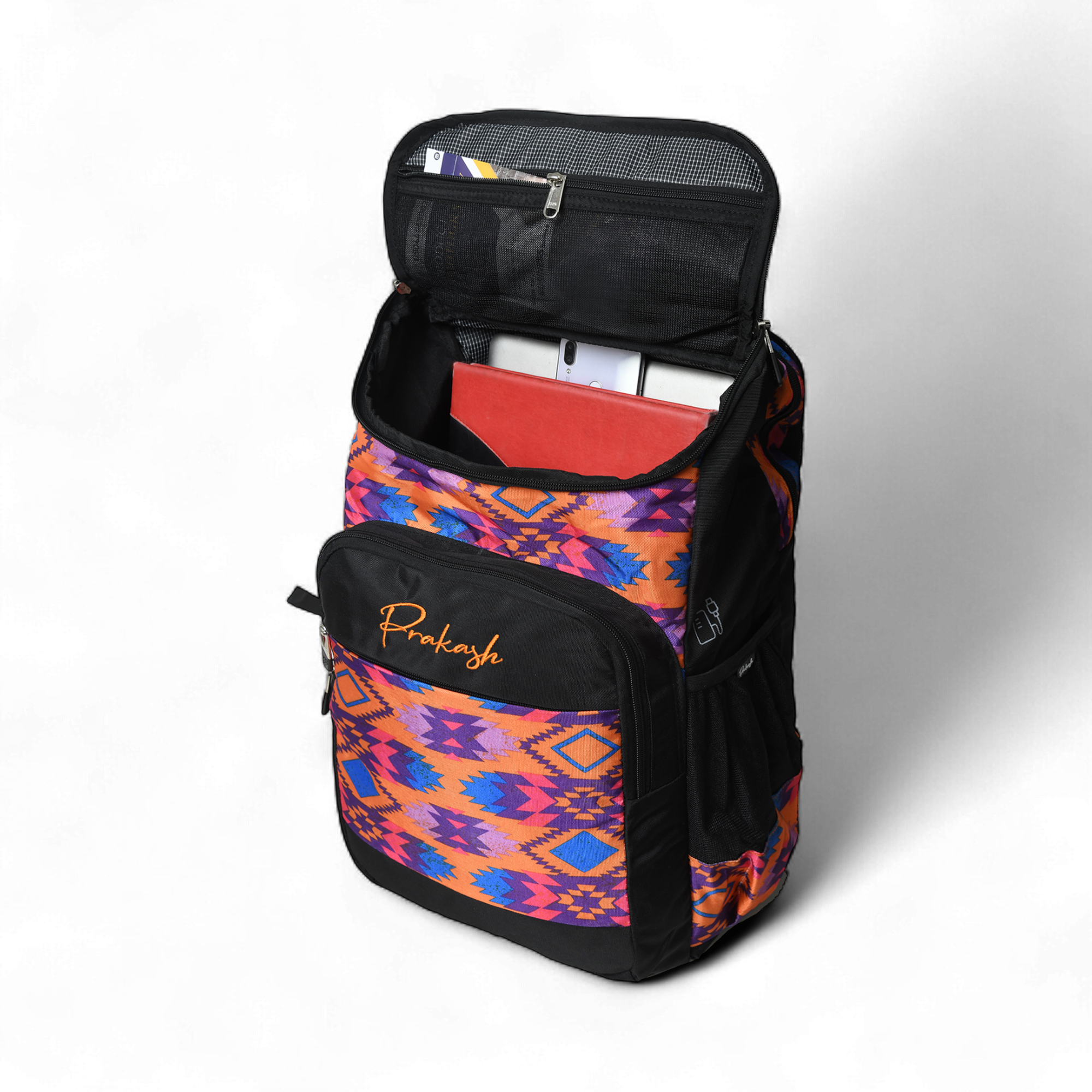 Prakash Tribal Laptop Backpack Orange