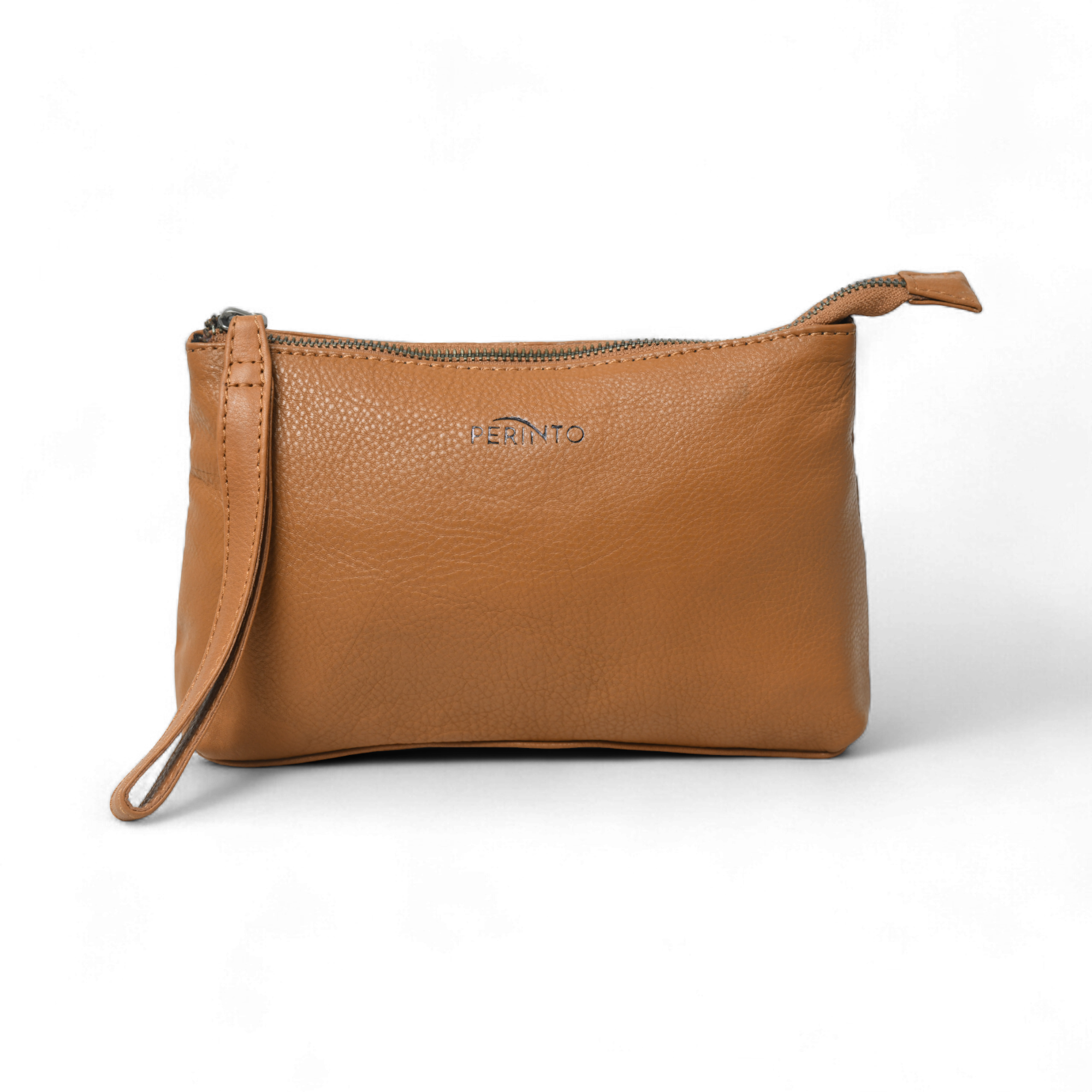 Perinto Leather Vanity Pouch Tan