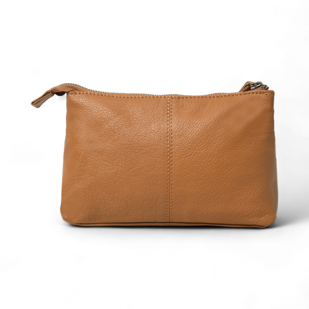 Perinto Leather Vanity Pouch Tan