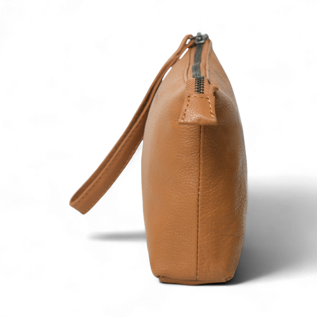 Perinto Leather Vanity Pouch Tan