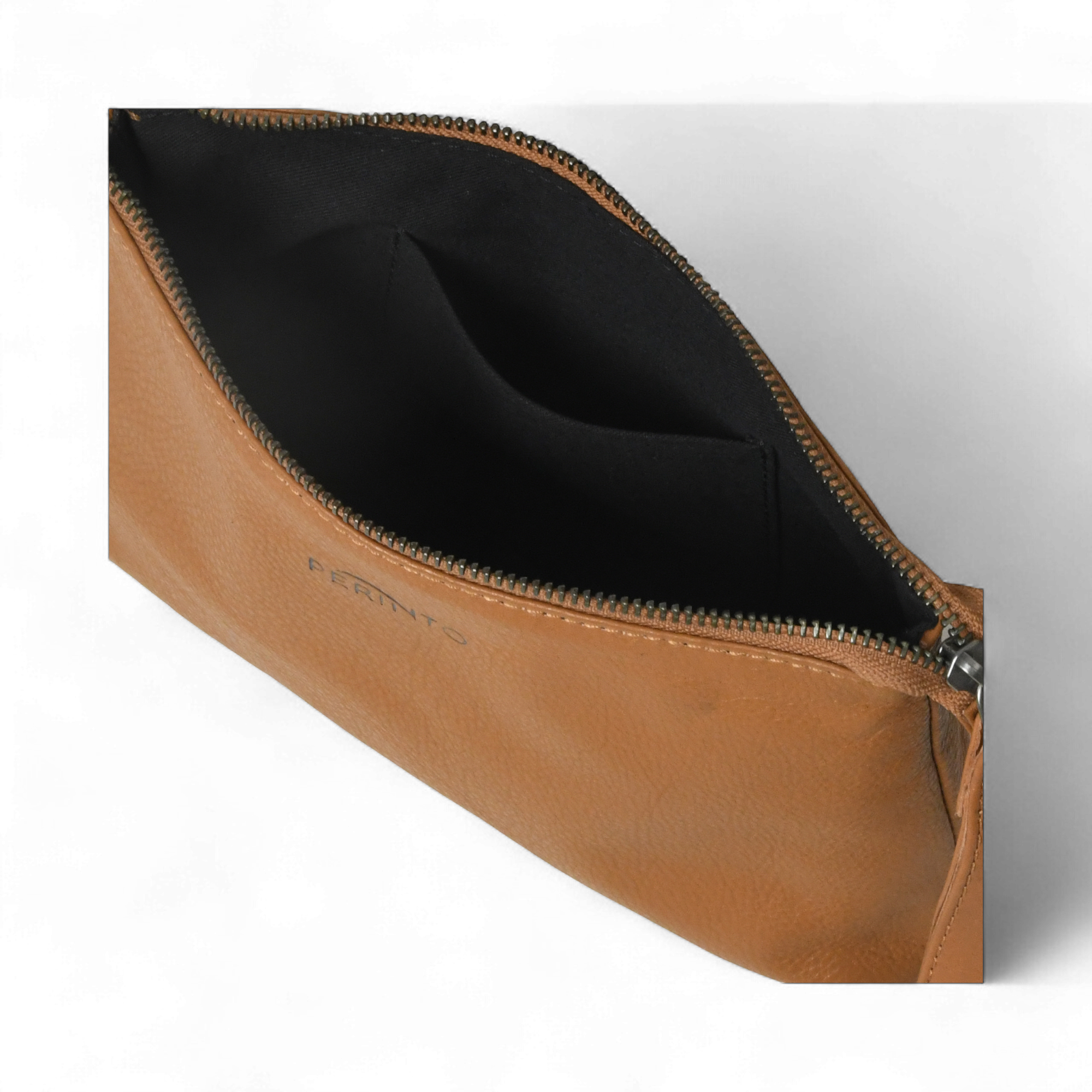 Perinto Leather Vanity Pouch Tan