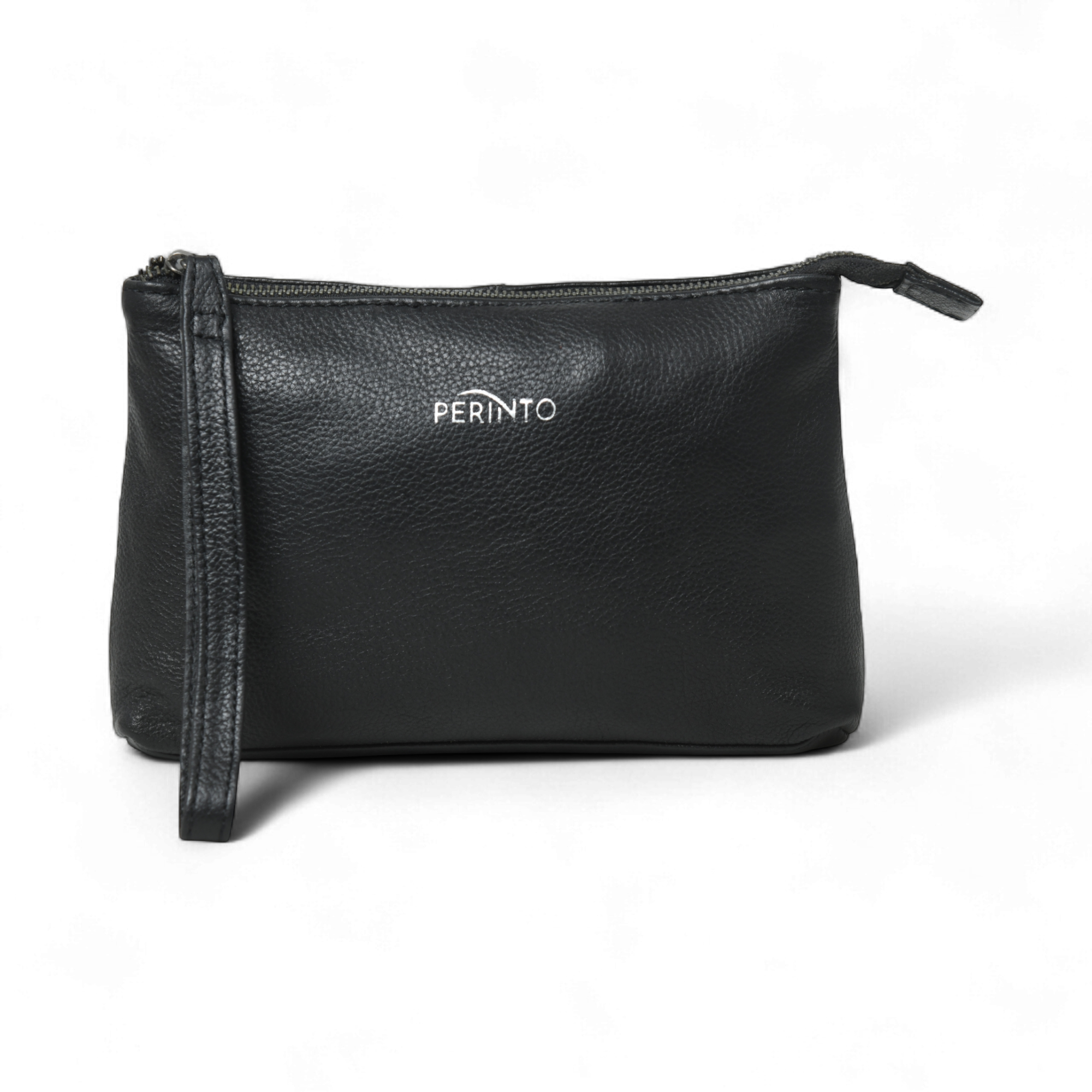 Perinto Leather Vanity Pouch Black