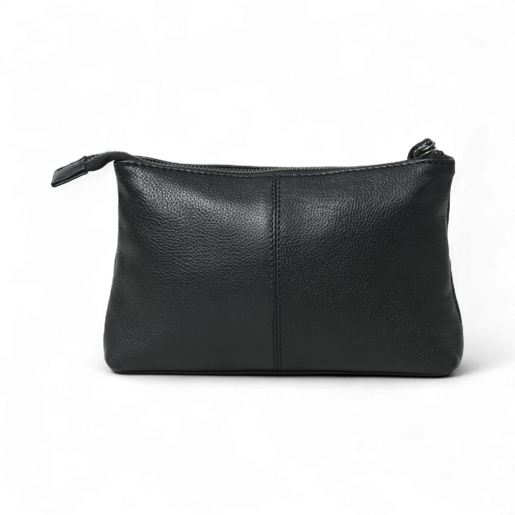 Perinto Leather Vanity Pouch Black