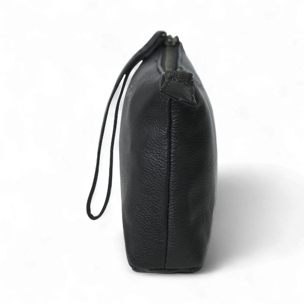 Perinto Leather Vanity Pouch Black