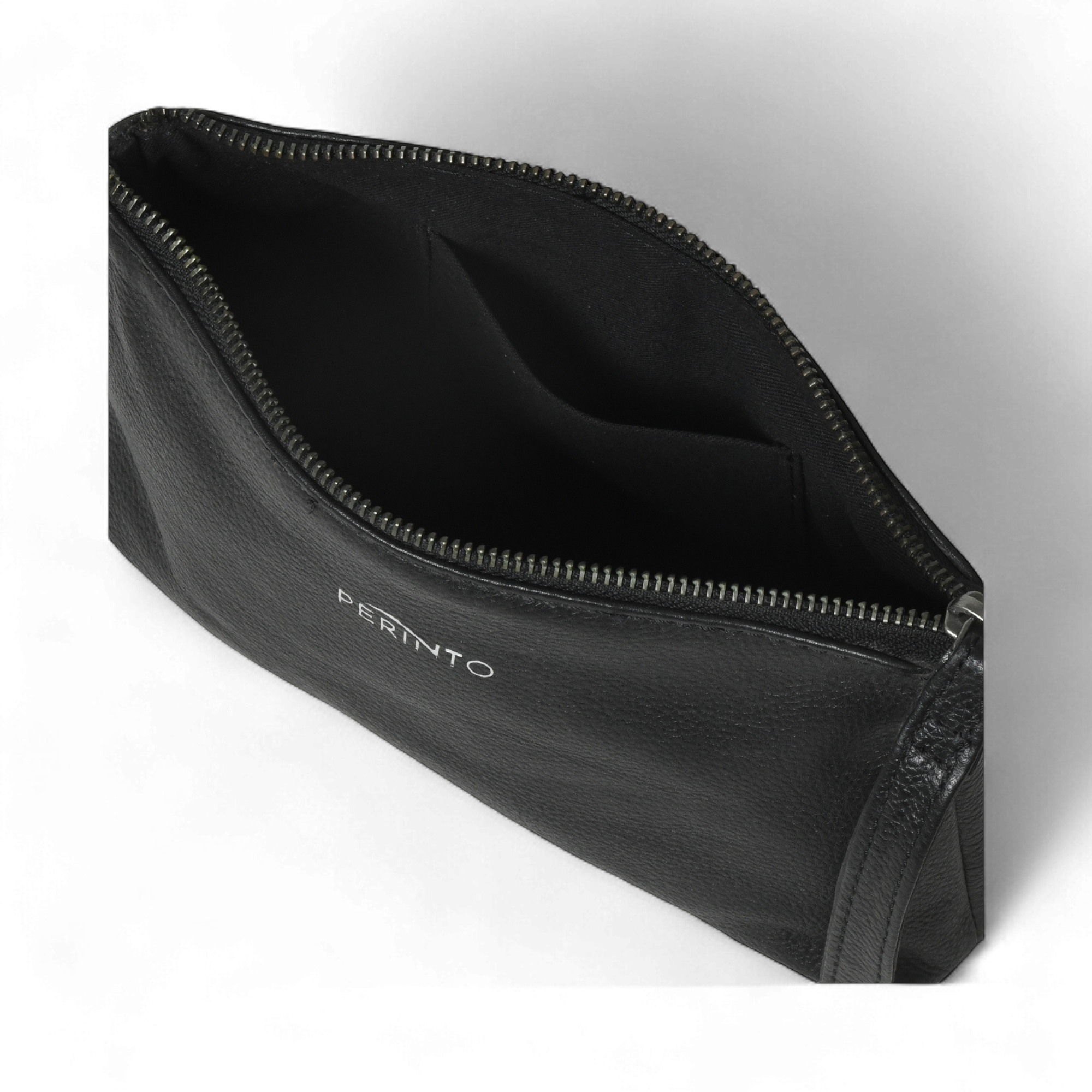 Perinto Leather Vanity Pouch Black