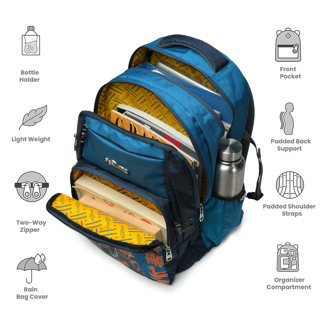 Perinto Trailblazer Backpack Navy n Light Blue