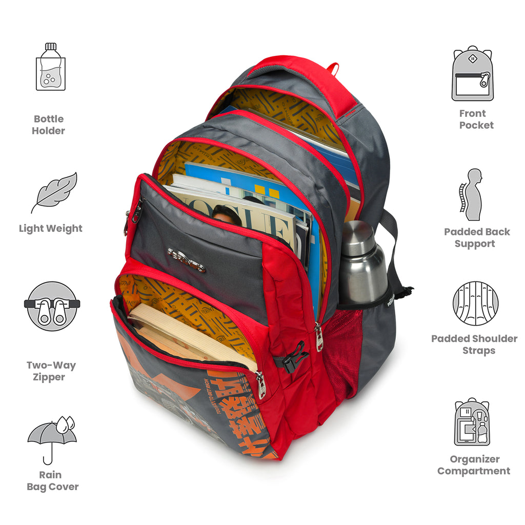 Perinto Trailblazer Backpack Red n Grey