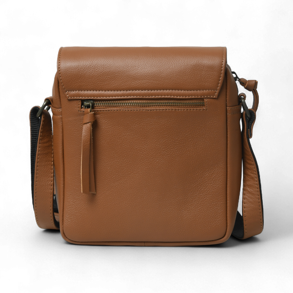 Perinto Leather Side Sling Bag Tan