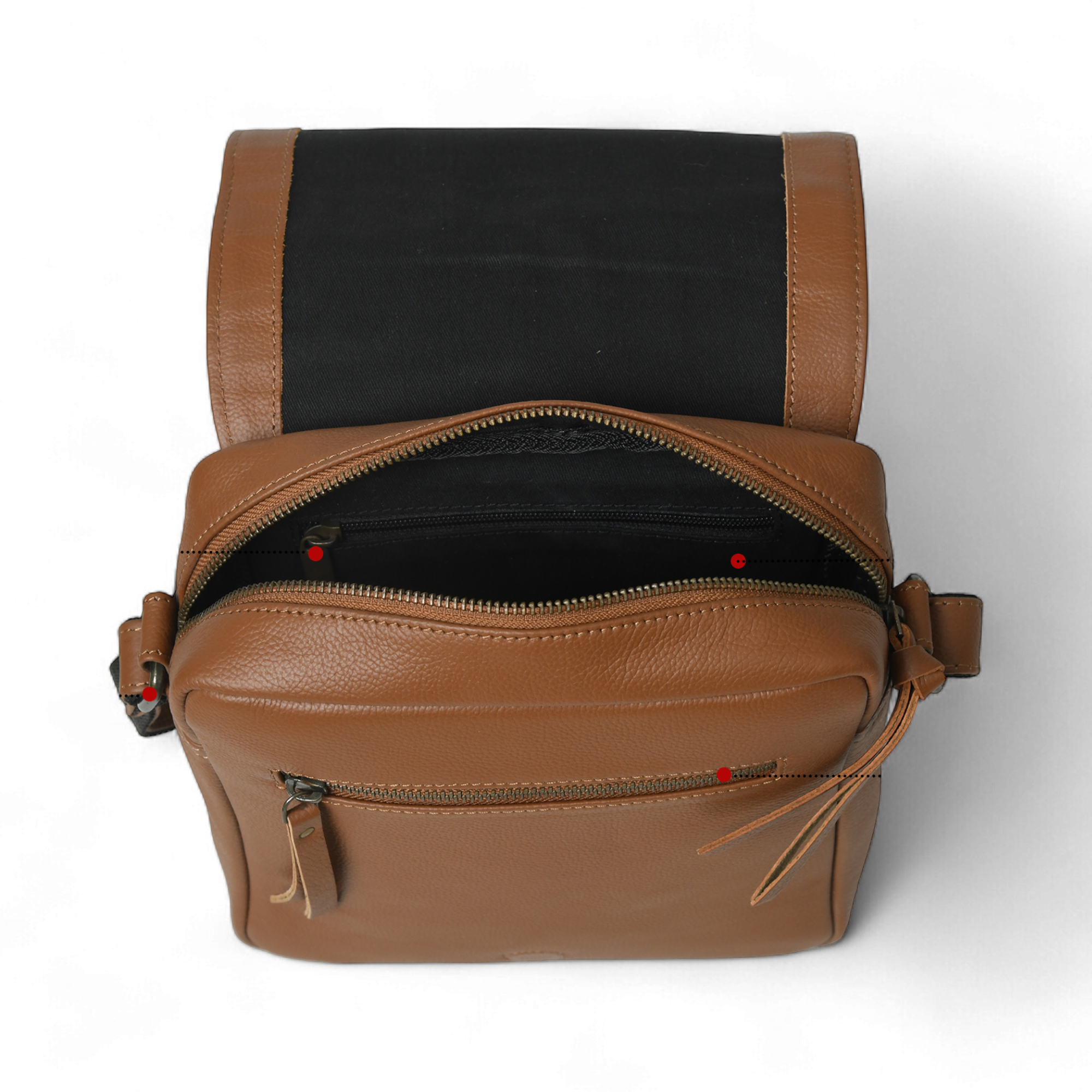 Perinto Leather Side Sling Bag Tan