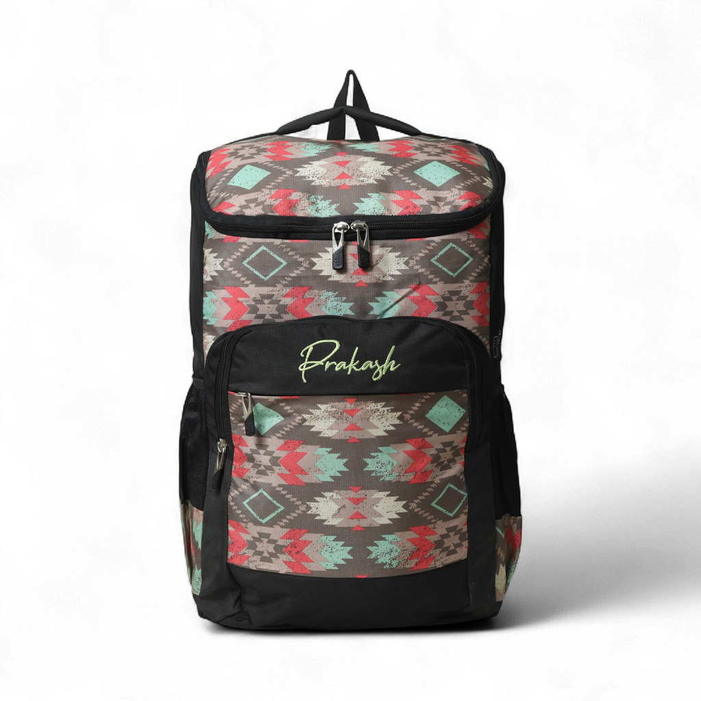 Prakash Tribal print Laptop Backpack Brown