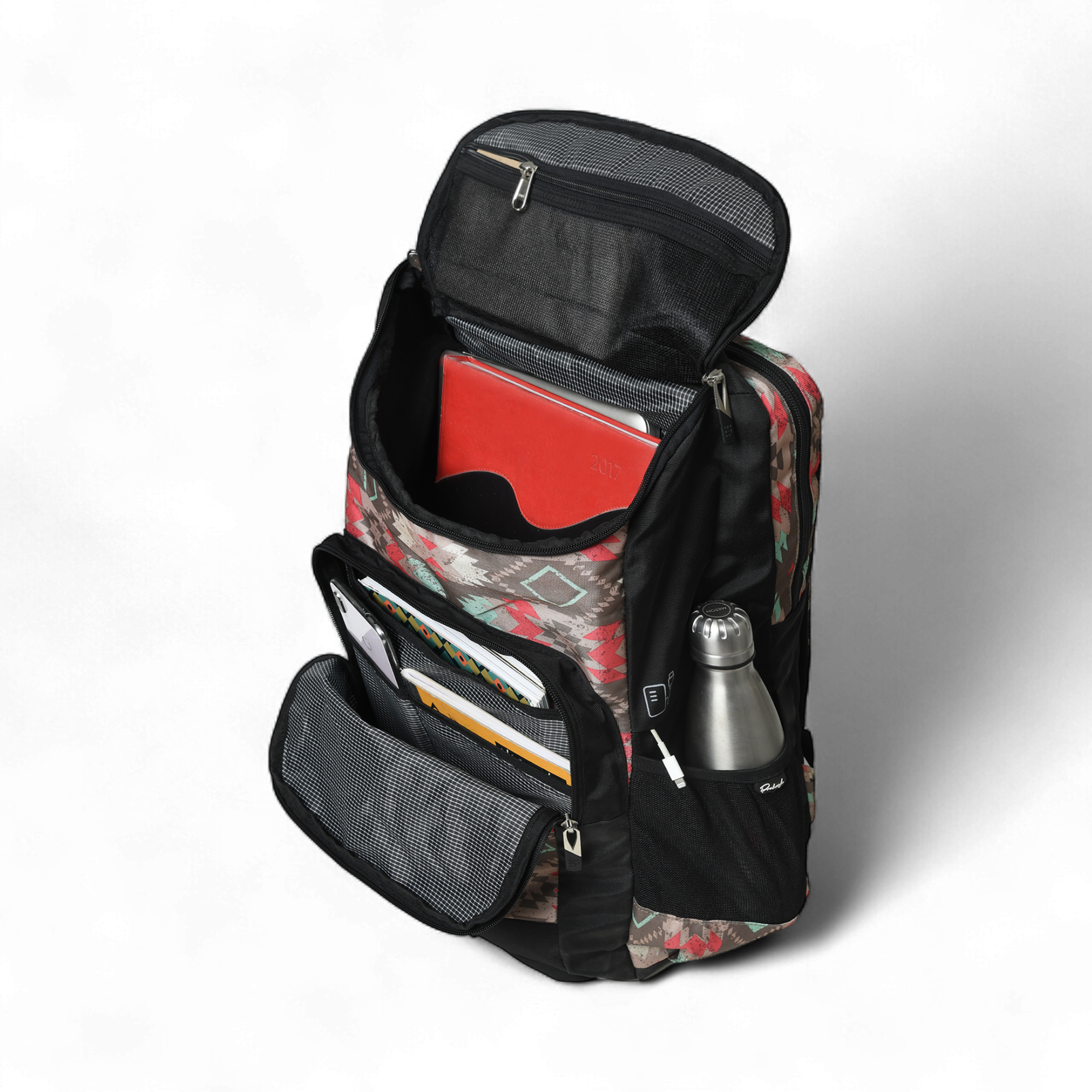 Prakash Tribal print Laptop Backpack Brown